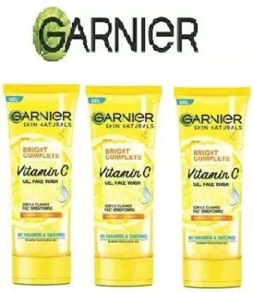 Garnier Facewash Gel, Gentle Cleanser, Fast Brightening, For Instant Brighter Skin, Bright Complete Vitamin C, 100g