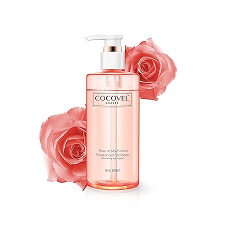 COCOVEL Rose De Mai Parfum Fragranced Shampoo with 100% Natural Rose Provides Deep Conditioning & Strength, 300ML