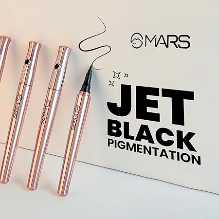 MARS Long Lasting Liquid Ink Black Pen Eye liner | Matte Finish & Waterproof Eyeliner (1ml) (Black Ink) Combo Pack of 3