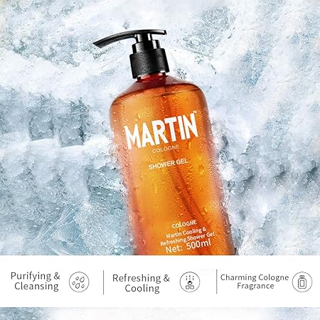 Martin Purifying & Nourishing Body Wash For Men 500 ml Organic Coconut Oil Shower Gel With Natural Ingredient