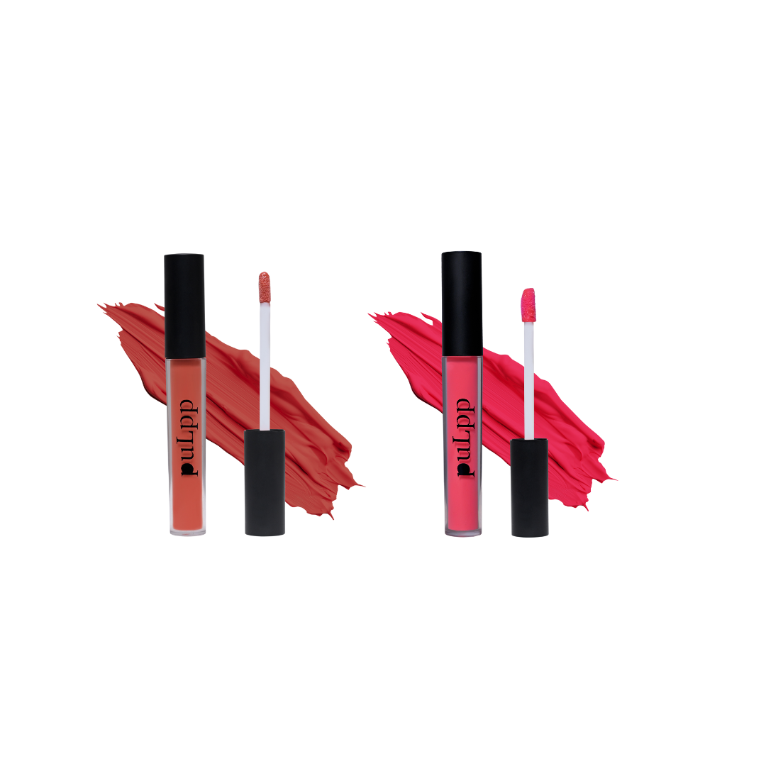 PULPP Combo of Glossy Lipstick for women 3.5 ml (Pack of 2) Hydrating and long-lasting, Perfect for Everyday Wear (Caramel & Cotton Candy)