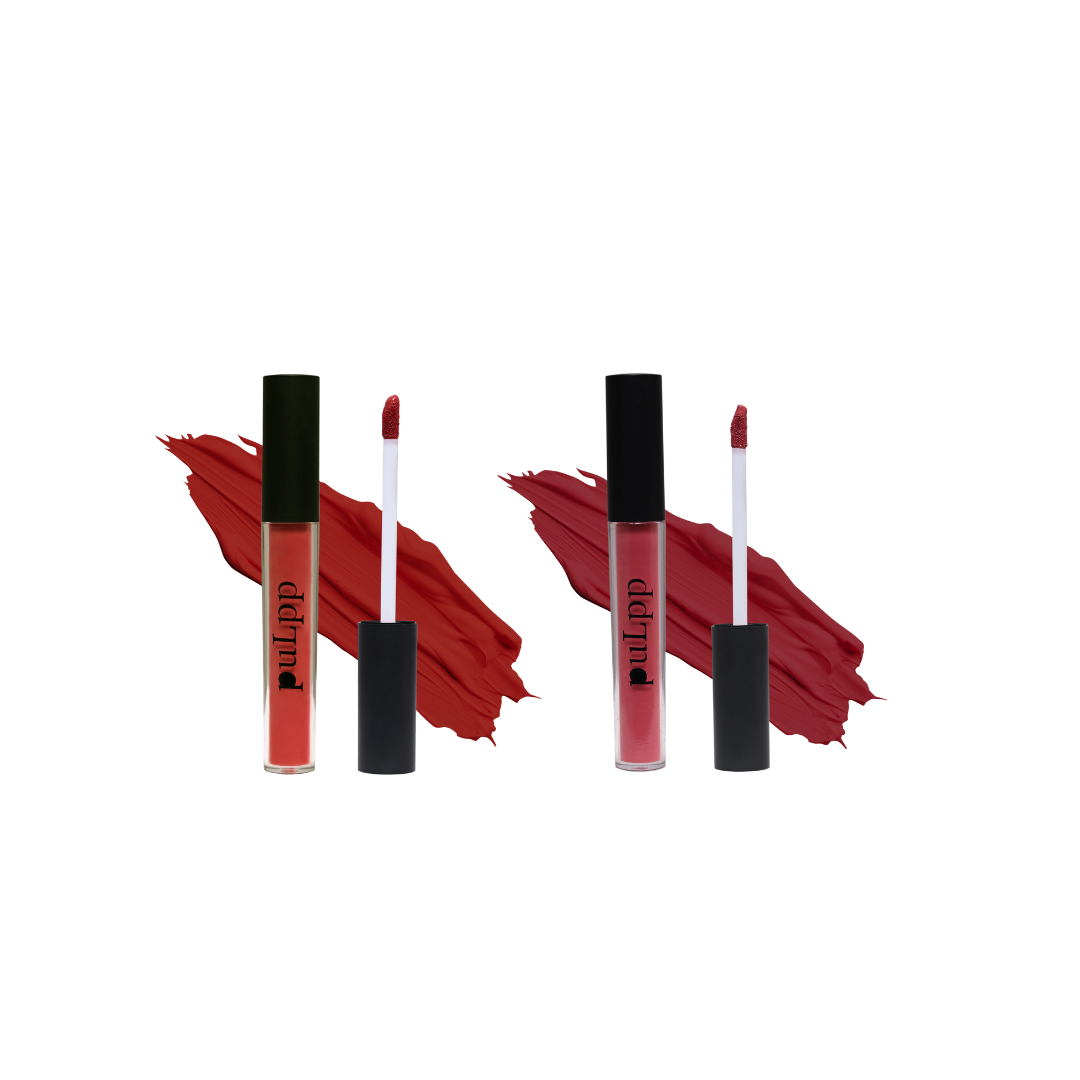 PULPP Combo of Matte Lipstick for women 3.5 ml (Pack of 2) Hydrating and long-lasting, Perfect for Everyday Wear (Fuchsia Magenta & Bold Red)