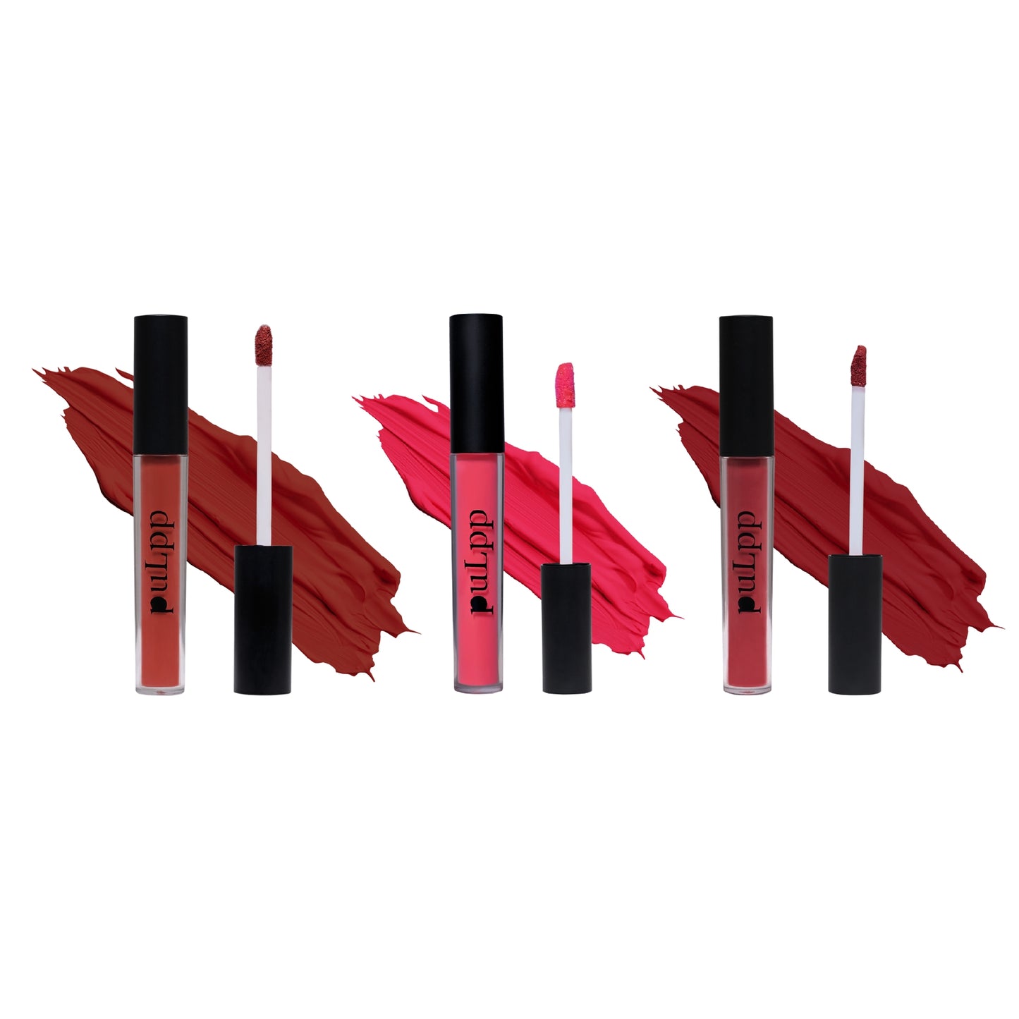 PULPP Combo of Matte & Glossy Lipstick for women 3.5 ml (Pack of 3) Hydrating and long-lasting, Perfect for Everyday Wear (Lusty Brown(Matte), Cotton Candy(Gloss), Bold Red(Matte)