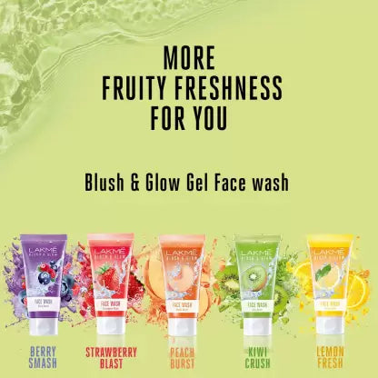 Lakmé Blush & Glow Gel - Strawberry, Kiwi, Lemon Face Wash  (450 g) COMBO