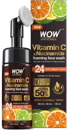 WOW Skin Science Brightening Vitamin C & Niacinamide Foaming Face Wash | For Brighter Glow 150ml