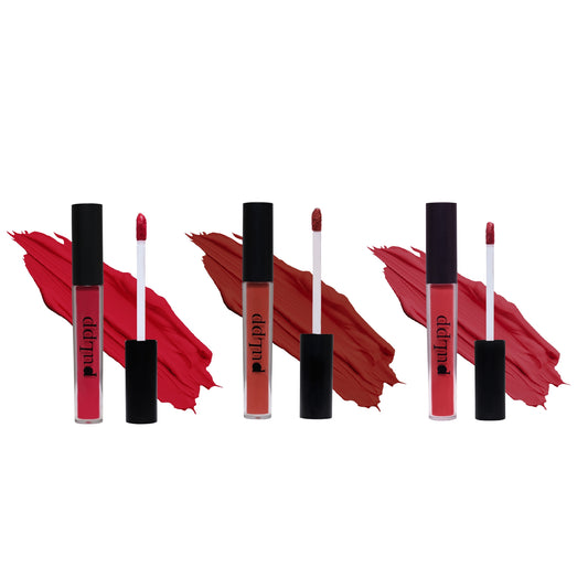 PULPP Combo of Matte Lipstick for women 3.5 ml (Pack of 3) Hydrating and long-lasting, Perfect for Everyday Wear (Ruby Pink, Lusty Brown, Peanut)